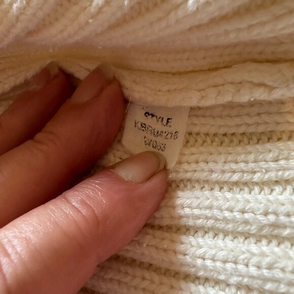VTG DKNY Jeans Ribbed Knit Sweater L Off White 100% Cotton Japan Preppy Warm EUC - Picture 13 of 13